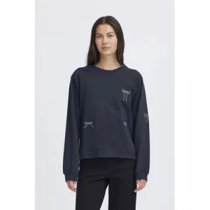 ICHI sweater donkerblauw