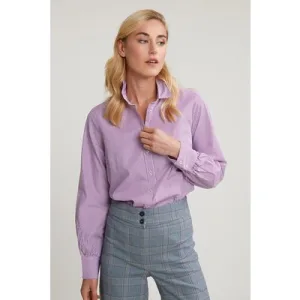 River Woods Purple/white Striped Blouse Balloon Sleeves