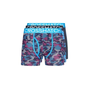 Crosshatch Heren Linamo MVE Open Fly Boxershorts (Set van 3) (Blauw)