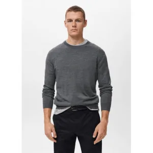 Mango Man gebreide trui met wol grijs