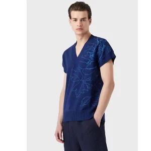 Heren Emporio Armani Knit Crewneck Sweatshirt in Blauw