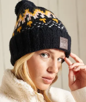 Beanie met Intarsiapatroon Blauw