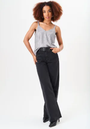 Cami-top met pailletten en V-hals