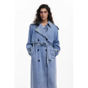 Desigual trenchcoat medium blue denim