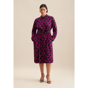 seidensticker Zomerjurk Zwarte roos Lange mouwen kraag print