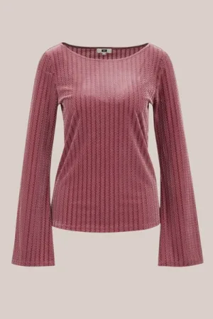 WE Fashion – Dames velvet top met structuur – Lichtroze –