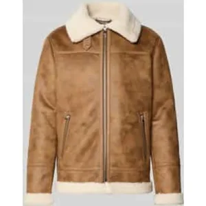 MCNEAL Regular fit jack met kraag van imitatiebont in leerlook