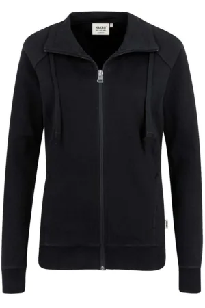HAKRO Dames Sweatjacket zwart, Effen