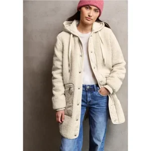 Street One Studio Dames Teddyjas met capuchon in Beige