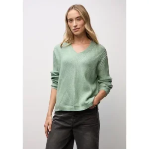 Street One Dames Gestructureerde trui met V-hals in Groen