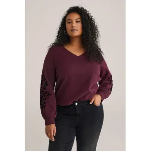 WE Fashion Curve sweater donkerpaars