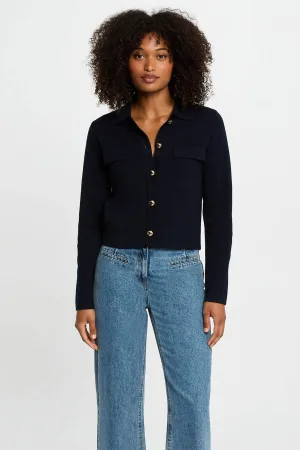 Morgan gebreid vest met wol marine