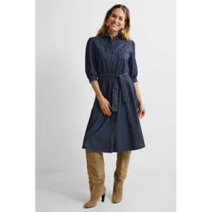 anytime denim overhemdjurk met naaddetail blauw