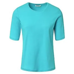 Shirt 100% Pima Cotton ronde hals Van Peter Hahn turquoise