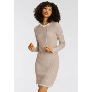 KangaROOS Gebreide jurk met capuchon en koord, van fijn breiwerk