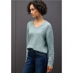 Street One Dames Gezellige trui met V-hals in Blauw
