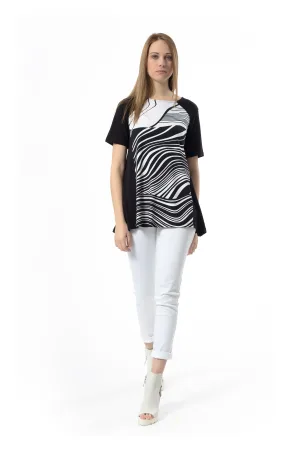 Top met zwart-witte print
