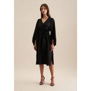 seidensticker Zomerjurk Zwarte roos Lange mouwen V-hals uni