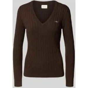 Gant Gebreide pullover met V-hals en logostitching