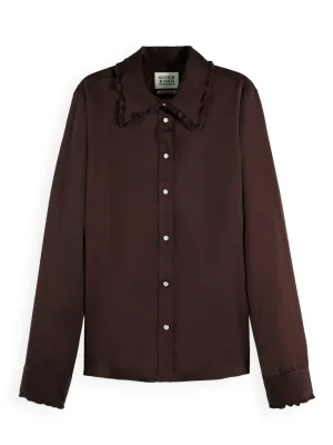 Scotch & Soda Blouse with ruffle Bruin dames