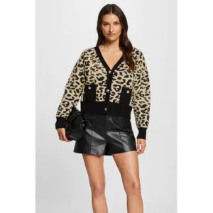 Morgan vest met panterprint beige/zwart