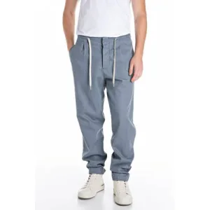 REPLAY straight casual broek blauw