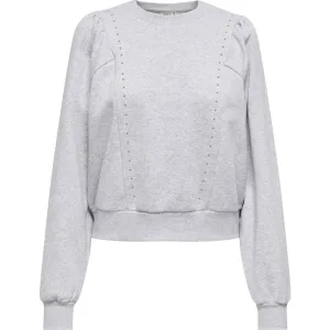 Only Onlleah l/s o-neck stud cs swt light grey melange/