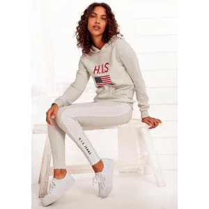 H.I.S Hoodie met logoprint en kangoeroezak, loungepak, hoodie