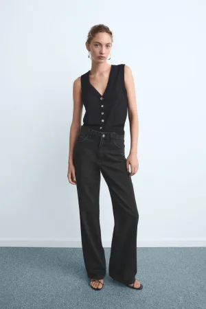 Mango wide leg jeans grijs