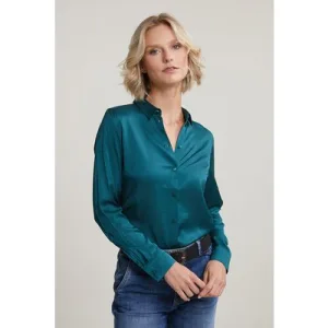 River Woods Blue/green Classic Buttoned Blouse