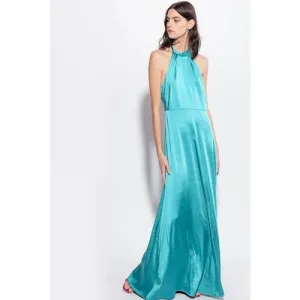 PINKO La Rioja Abito Raso Martellato Light Blue-navy Blue