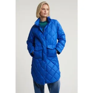 River Woods Cobalt Blue Quilted Down Jacket Applied Pockets