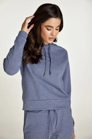 Indigo gemêleerd Hooded Sweatshirt