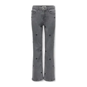 KIDS ONLY GIRL wide leg jeans met hartjes grey denim