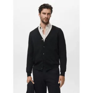 Mango Man cardigan met wol zwart