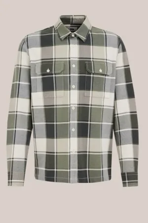 WE Fashion – Heren Regular fit overshirt met print – Regular fit – Grijsgroen – Katoen –