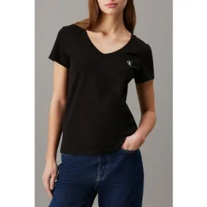 Calvin Klein Ck Embroidery Standard Fit V-neck T-shirt Black