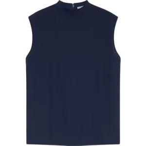 Closed Stand-up Collar Top Shirts & Blouses Dark Night