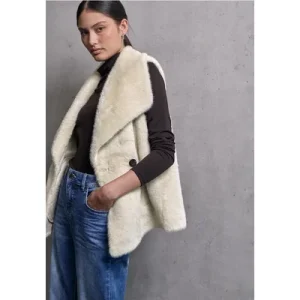 Street One Studio Dames Gilet van imitatiebont in Beige