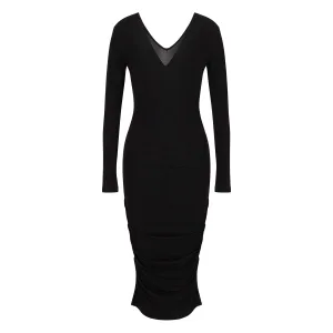 Armani Exchange Dames V-hals Bodycon Jurk (Zwart)