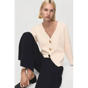 Mango vest beige fijn gebreid