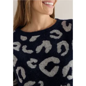 Cecil Dames Veer garen mix leo trui in Blauw