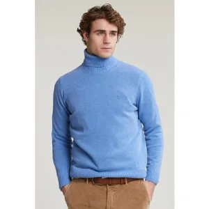 River Woods Loose Fit Wool-cashmere Roll Neck Sweater Sky Mix