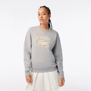 Lacoste Loose Fit Organic Cotton Fleece Sweatshirt voor dames in Grijs
