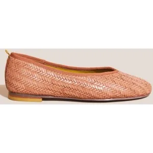 White Stuff Woven Leather Ballet Pump Mid Tan
