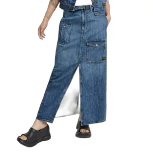 Lange gebloemde spijkerrok met riem voor dames G-Star