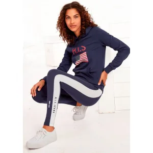 H.I.S Hoodie met logoprint en kangoeroezak, loungepak, hoodie