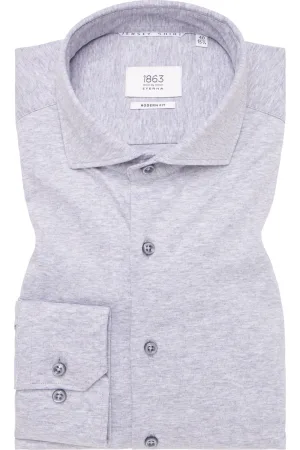 ETERNA 1863 Jersey shirt grijs, Effen