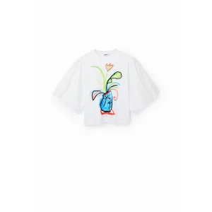 Dames-T-shirt met volumemouw in popeline Desigual