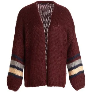 River Woods Loose Cardi Striped Ls Red